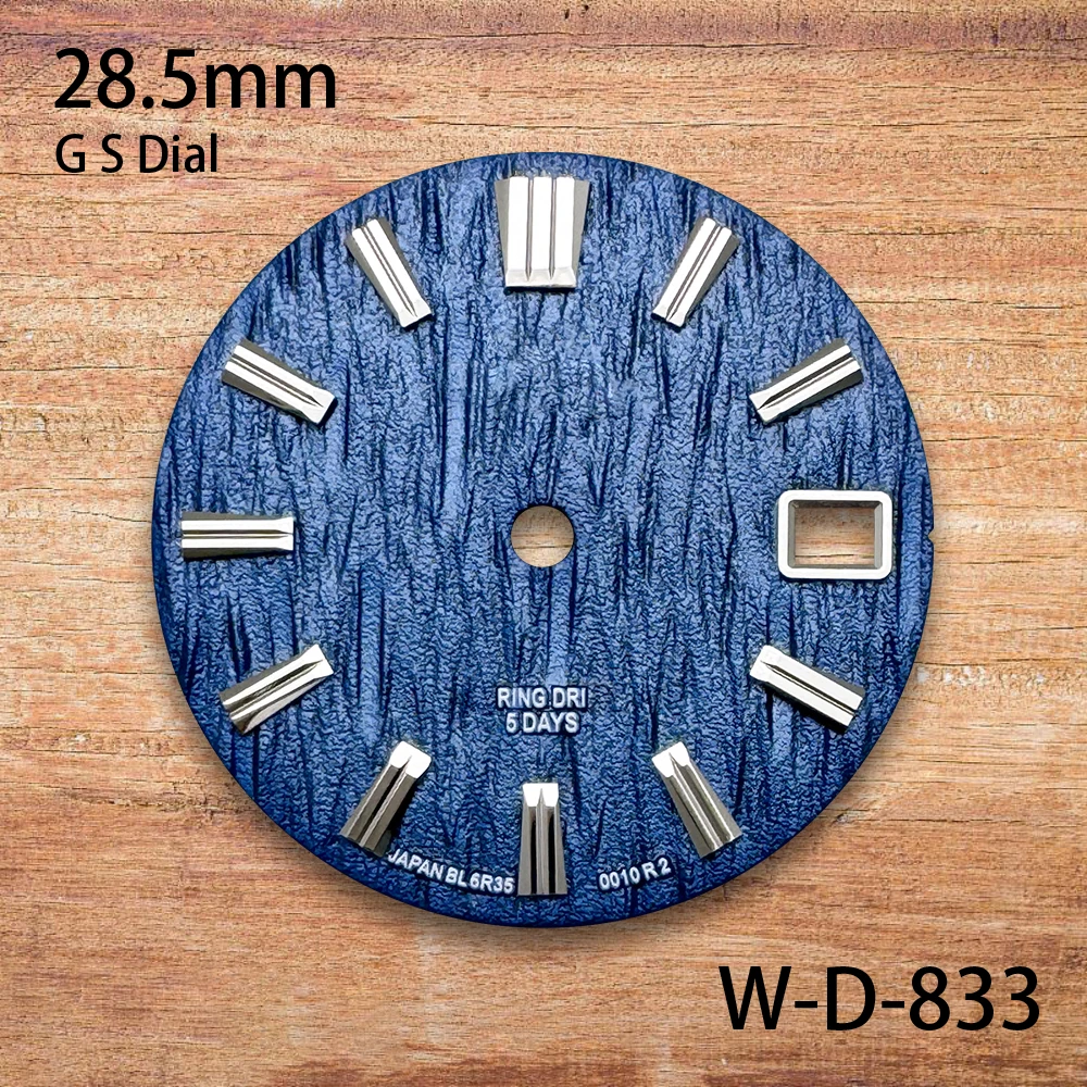 Logo GS 28.5mm dengan Dial Grand S Cocok untuk Mesin Jepang NH35/NH36/4R/7S, Luminescence Hijau, Gelombang, Aksesoris Jam Berkualitas Tinggi ﻿