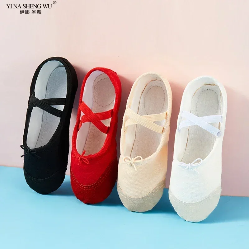 여아 발레 슈즈, 금색과 은색 부드러운 밑창 발레 슈즈, 어린이 발레 연습, 체조 공연, 고양이 발톱 신발