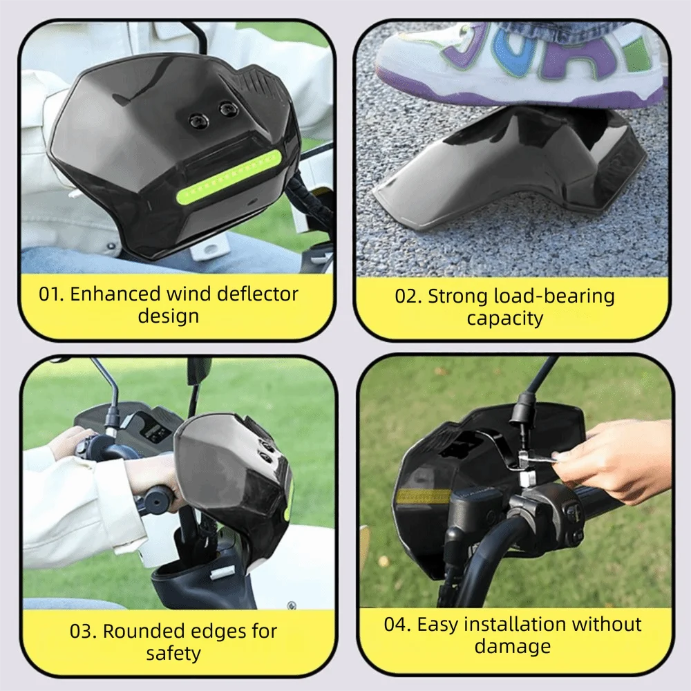 Grey E-bike Hand Guard Night Reflective Strip Plastic Hand Protective Cover Sun Protection Wind-proof Handlebar Protector