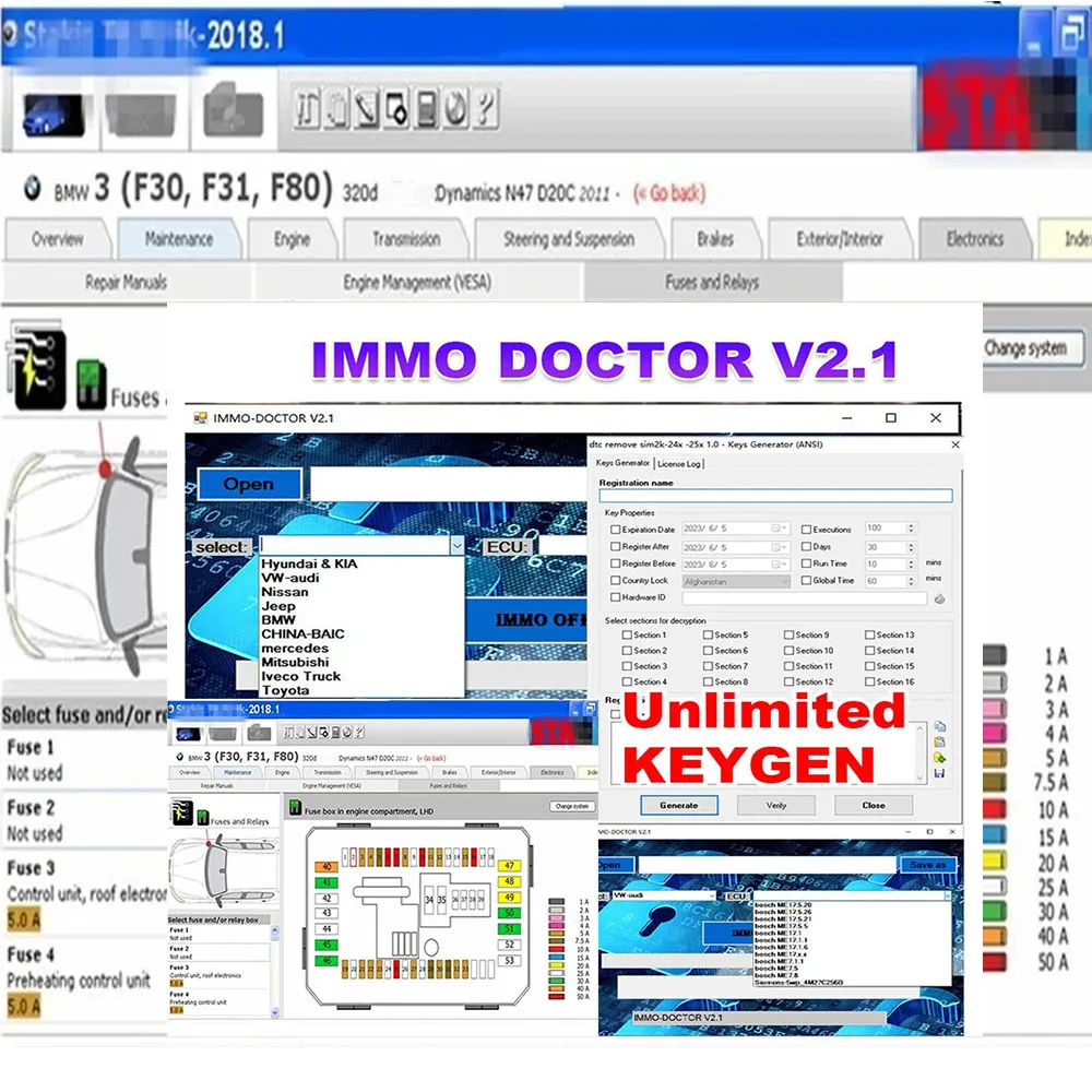 

2024 New IMMO DOCTOR V2.1 With Unlimited KEYGEN MULTI BRAND Immo Off Software ECU Chip Tuning for sim2k MT38 ME 17.9.2 MED17.9.8