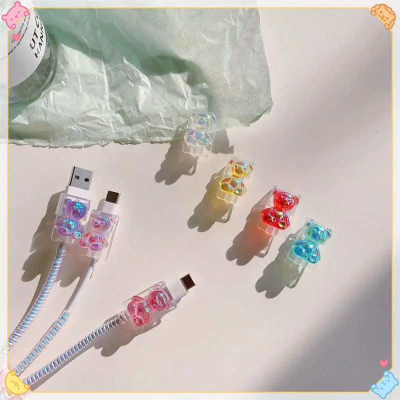 Bear Cute Cable Protector Cartoon USB Charger Protector Cable Organizer Data Line Cord Cable Winder Cover For Android