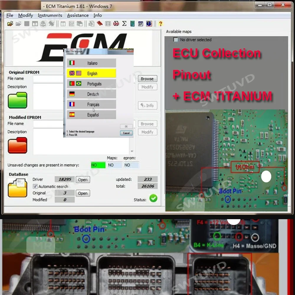 ECM TITANIUM ECU Collection Pinout Maps Supports Multiple Languages Car Diag Repair Tool VS ALLDATA WINLOS