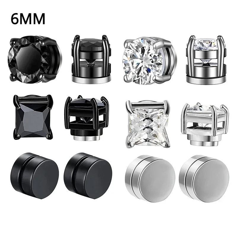 Kristall Starke Magnetische Ohrstecker Clip Ohrringe für Männer und Frauen Punk Runde Zirkon Magnet Ohrringe Nicht Piercing Schmuck