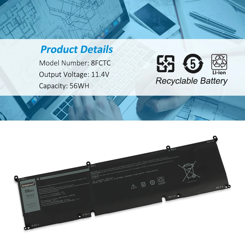 KingSener 11.4V 56WH 8FCTC Battery For DELL G15 5510 5511 5520 5515 5521 Series For DELL XPS 15 9500 G7 15 7500 Series 56Wh