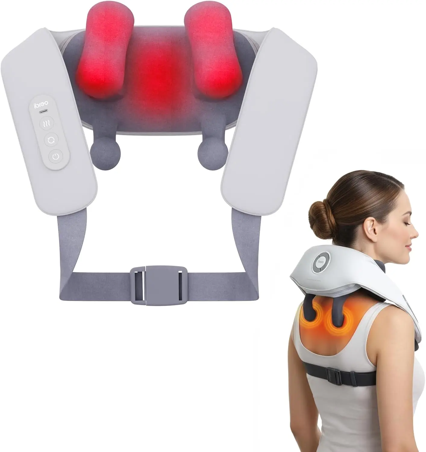 

Electric Shiatsu Massager with Heat, 4 Modes, Adjustable Head for Neck, Back, Shoulder Pain Relief