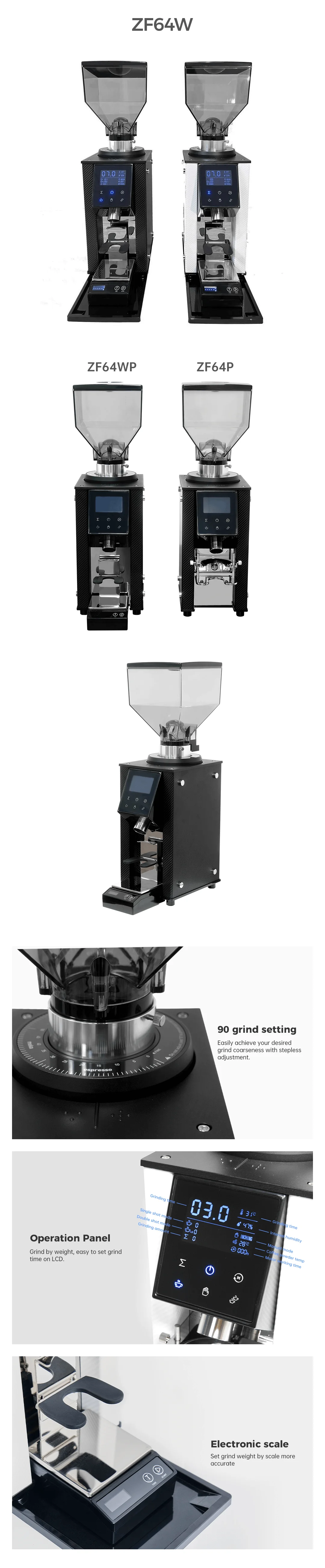 Commercial Electric Coffee Grinder Machine ZF64WP With Electronic Scale 110V 220V Professional Espresso Grinding ZF64WP