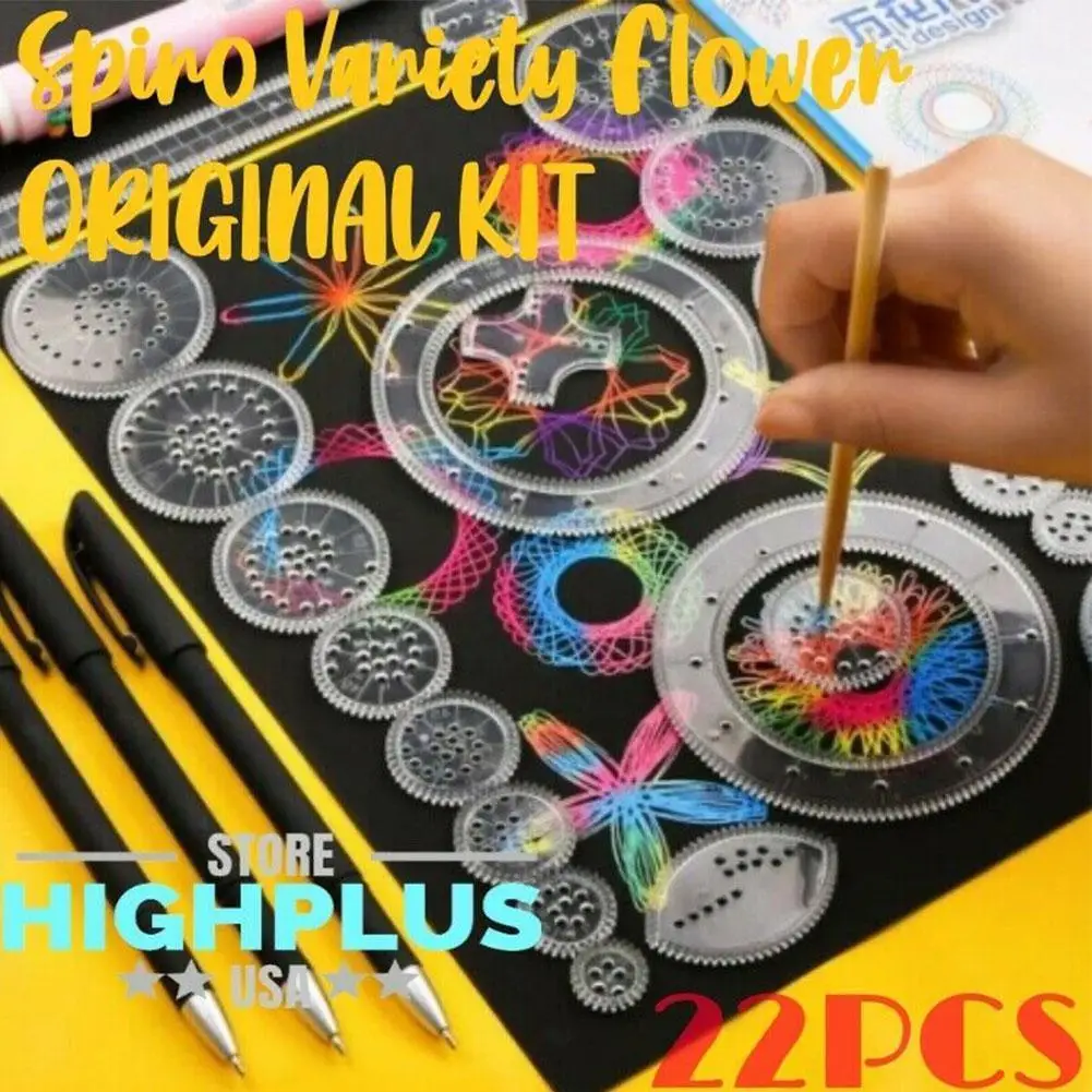 22Pcs Drawing Ruler Toys Set Learning Educational Toys for Children Interlocking Gears Wheels DIY Drawing Accessories