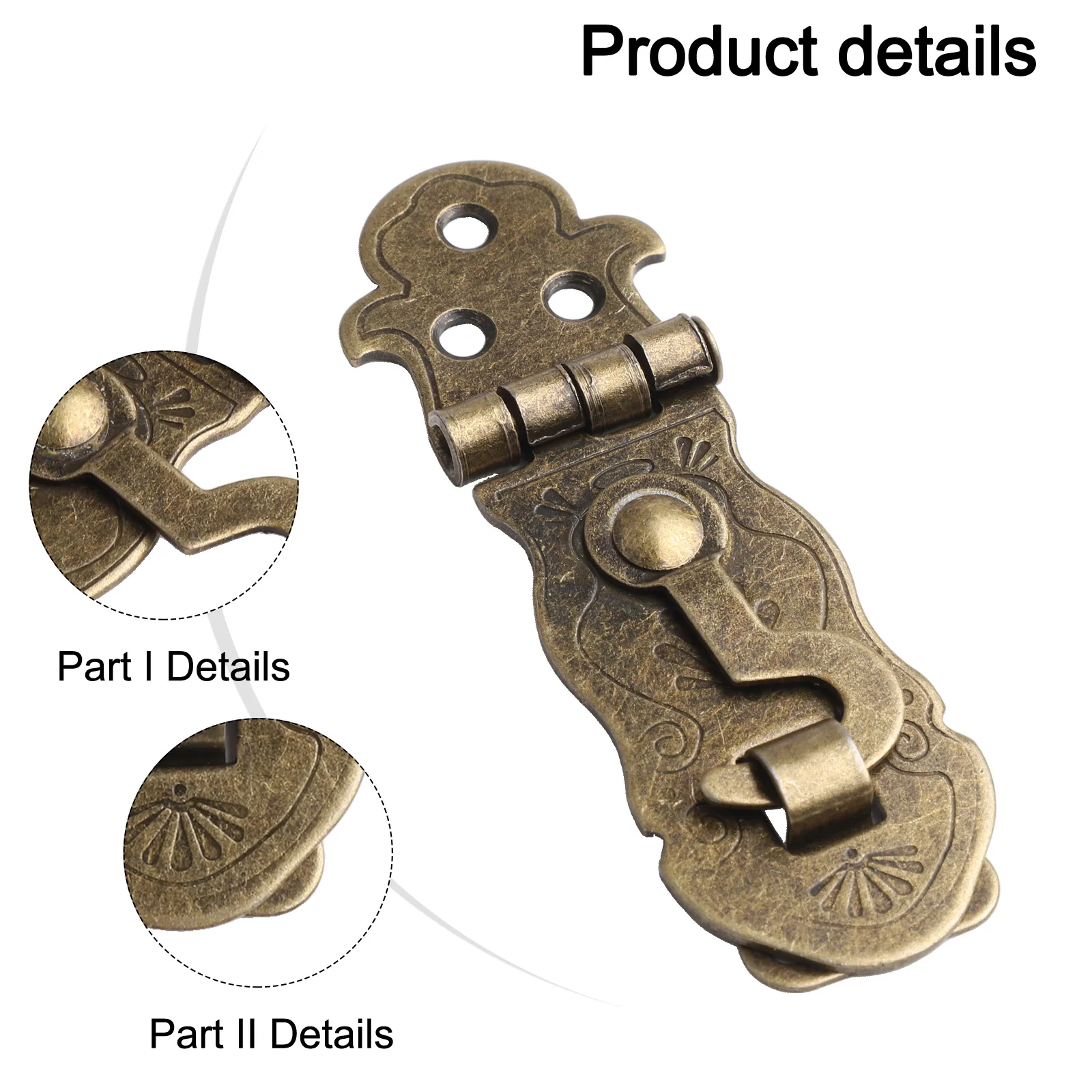 Retro Suitcase Lock Chest Box Clasp Hasp Latch Wooden Box Lock Buckle Bronze Decorative Latch Clasps Lock Furniture Hardware