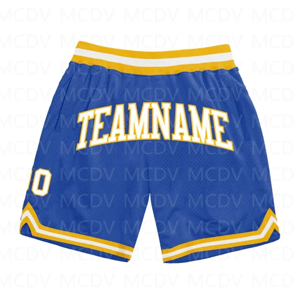 Custom Blue Red-White Authentic Throwback Basketball Shorts  3D All Over Printed Men\'s Shorts Quick Drying Beach Shorts