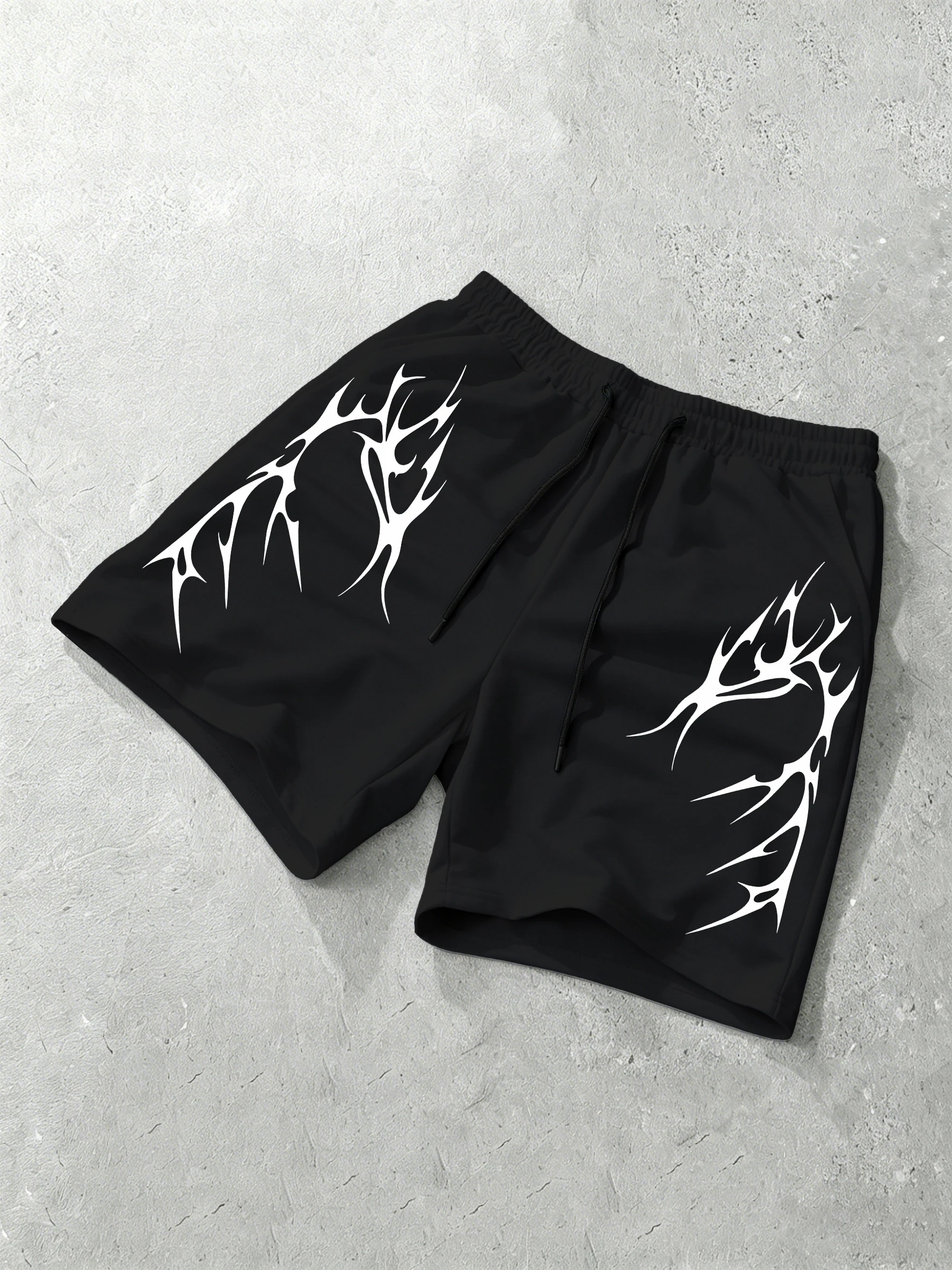 Men's Oversized Gothic Streetwear Shorts Brand Thorn Flame S