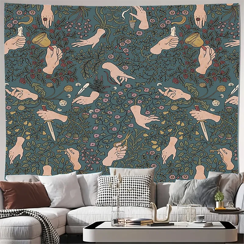 Bohemian Tapestry Wall Hanging Nature Floral Vintage Aesthetic Room Decor Home Textile Art Wallcovering Bedding Throw