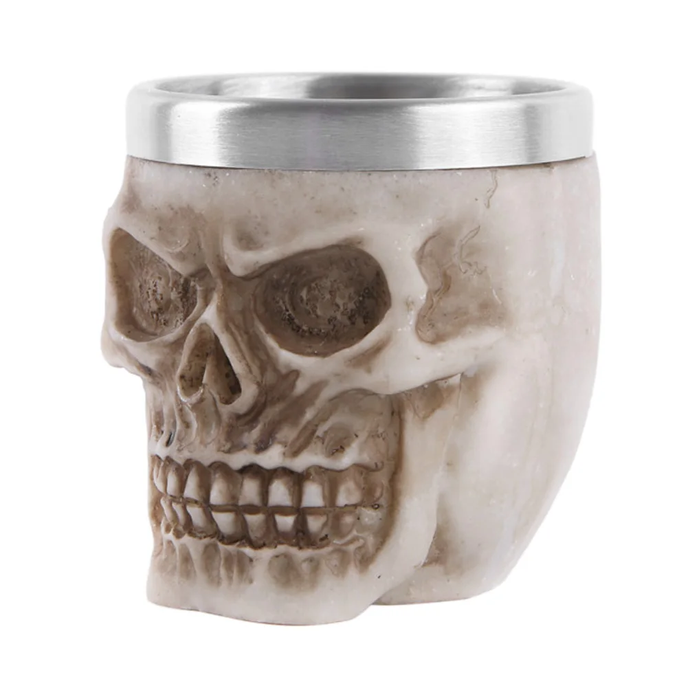 Unique Beer Gothic Drinkware Without Handle Skeleton Skull Coffee Cup Strong Stability Vivid Pattern for Home Bar Ornament