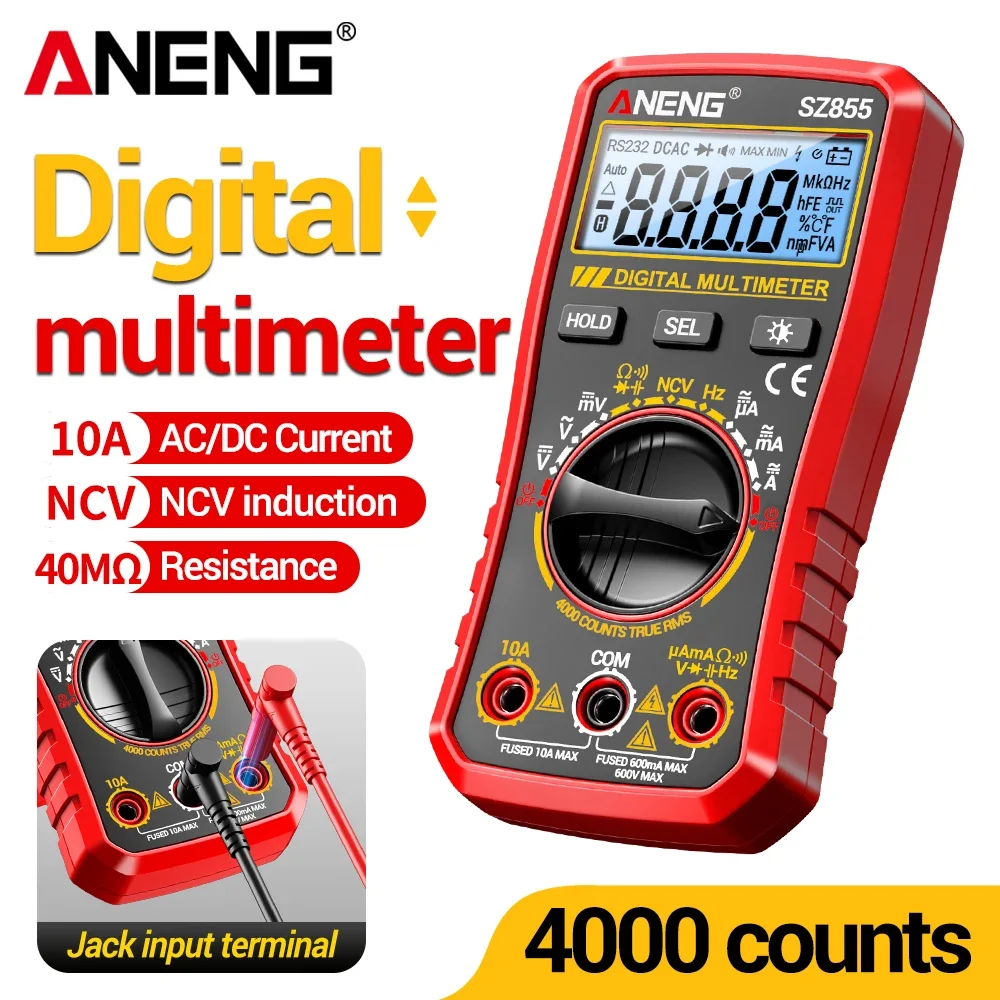 ANENG SZ855 High precision Backlight Multimeter 4000 Counting with Foldable Bracket Essential Tool for Electrical Maintenance