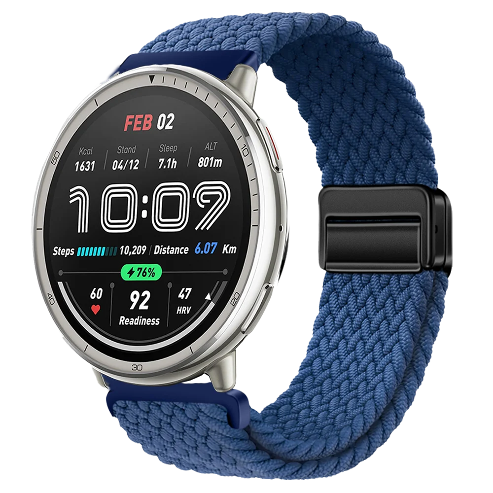 سوار متوافق مع Amazfit Active/Active 2/GTR Mini/GTS Mini 20 مم حزام بإبزيم مغناطيسي لفرقة Amazfit Active 2 20 مم