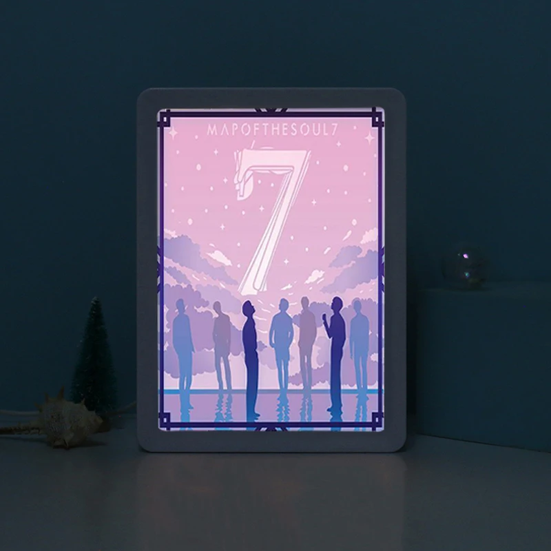 Kpop Idol LED Night Light Box Korean Boy Band Men Team Nightlight Home Decoration Bedside Table Lamp Gift Item For Friends