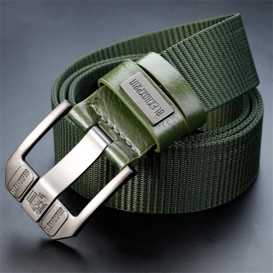 Men Pin Buckle Belt Canvas Belt Men\'Fashion Nylon Belt, Jeans Belt, Military Training Thickened Denim BeltTrend,Outdoor Casual