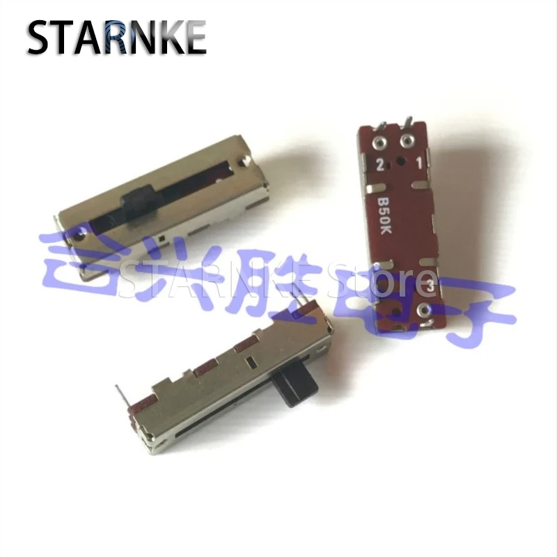 2PCS 30MM Sliding Potentiometer Single B50K Audio Electronic Piano Microphone Volume Adjustment Straight Slide Fader