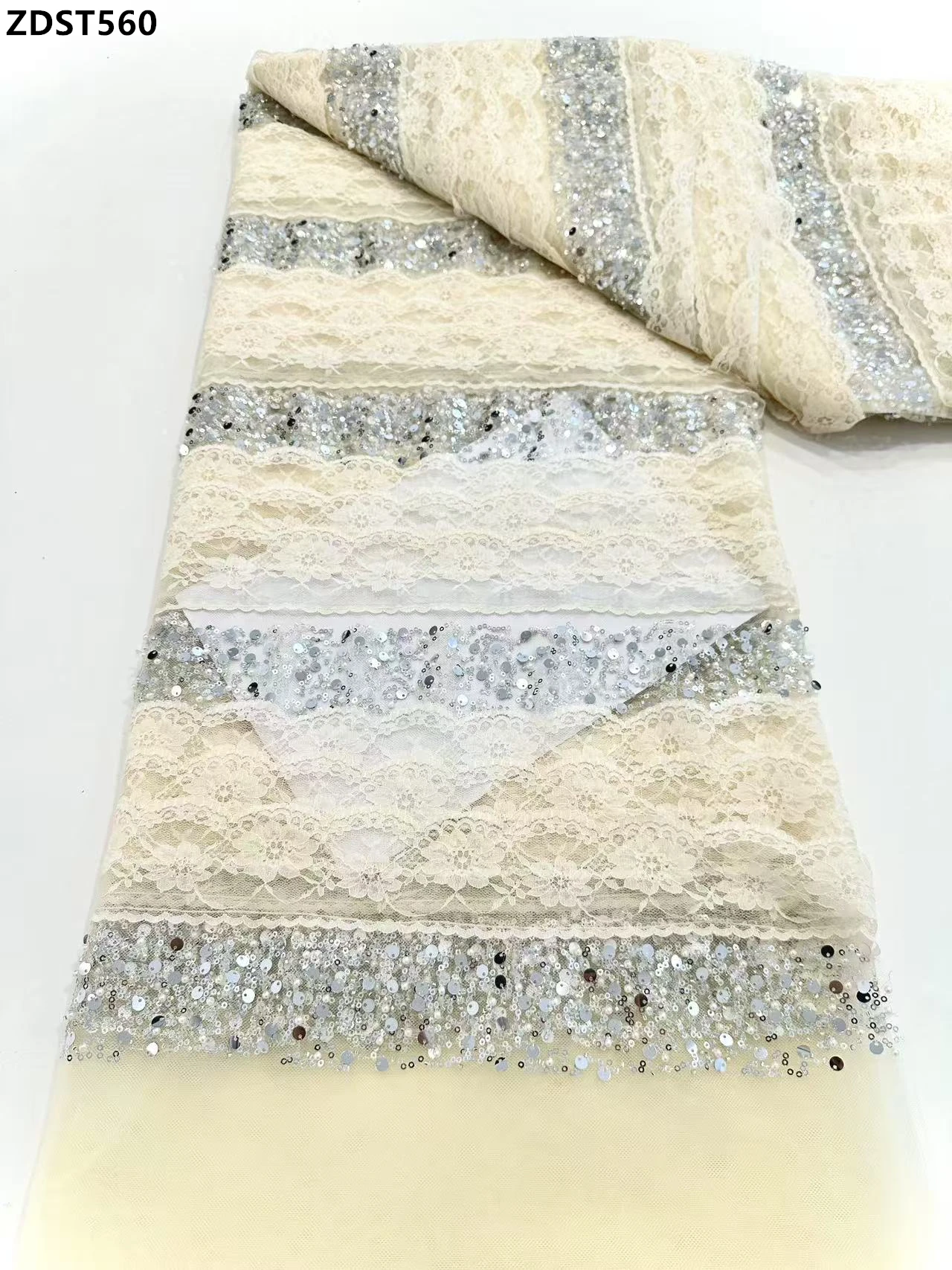 Luxury Minimalist French Lace Wedding Dress Mesh Tulle Laces for Nigerian Party Sewing Embroidery Beads And Sequins Lace
