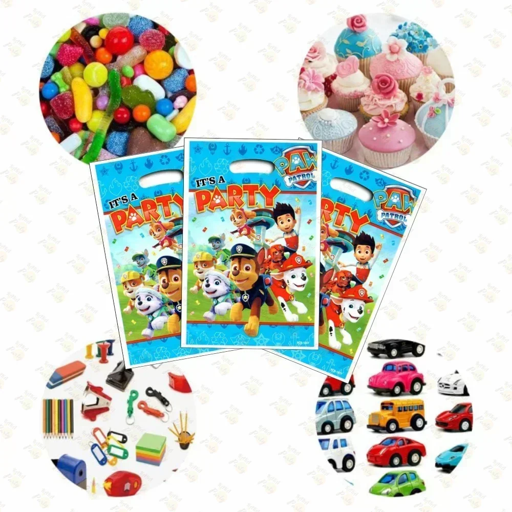 Paw Patrol Cute Cartoon Baby Shower Party Favor Gift Bags Candy Bag Handle Gift Bags Paw Dogs Themed Birthday Party Decoration