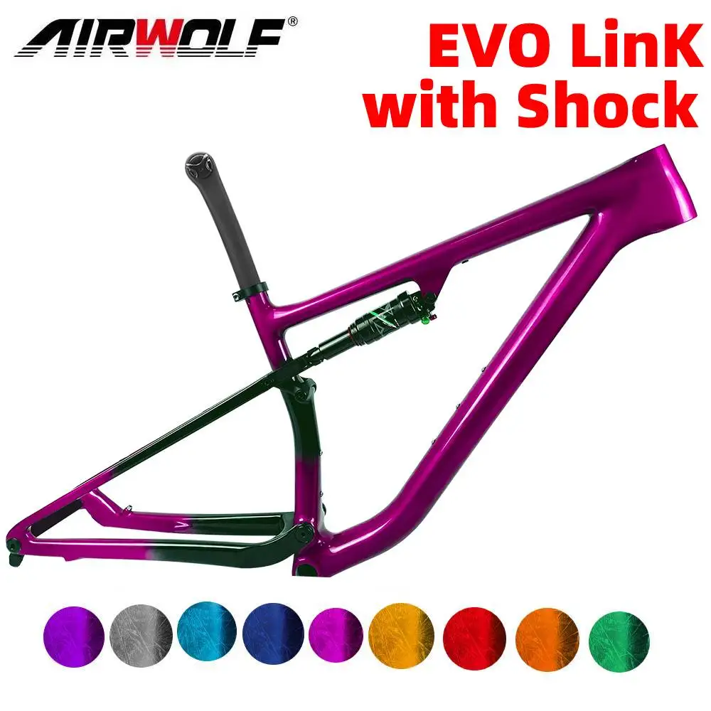 Airwolf-EVO Mountain Bicycle Frame, XC Bike Frames, Carbon Fiber, Thru Axle, 29er, 148x12mm, MTB, Fully Suspension