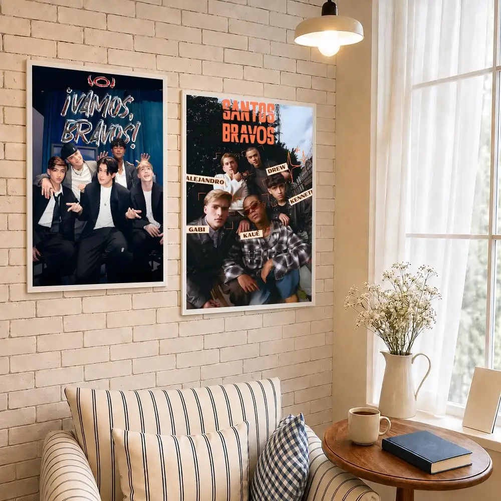 Band S-Santos Bravos Poster PP Self-Adhesive Waterproof Wall Decor for Bedroom,Living Room,Dorm,Bar Aesthetic Decor Gift