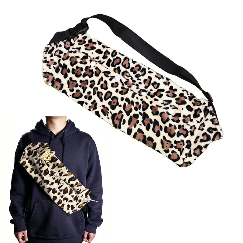

Bearded Dragon Leopard Pattern Carrier Adjustable Coral Fleece Reptile Out Bag Lizard Coat Reptile Small Pet Batwing Accessories