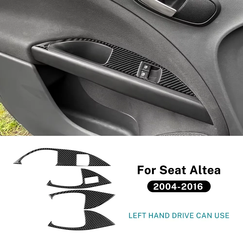 

Настоящая мягкая наклейка из углеродного волокна с левым рулем для Seat Altea 2004-2011 2012 2013 2014 2015 2016, внутренняя панель подъема окна автомобиля