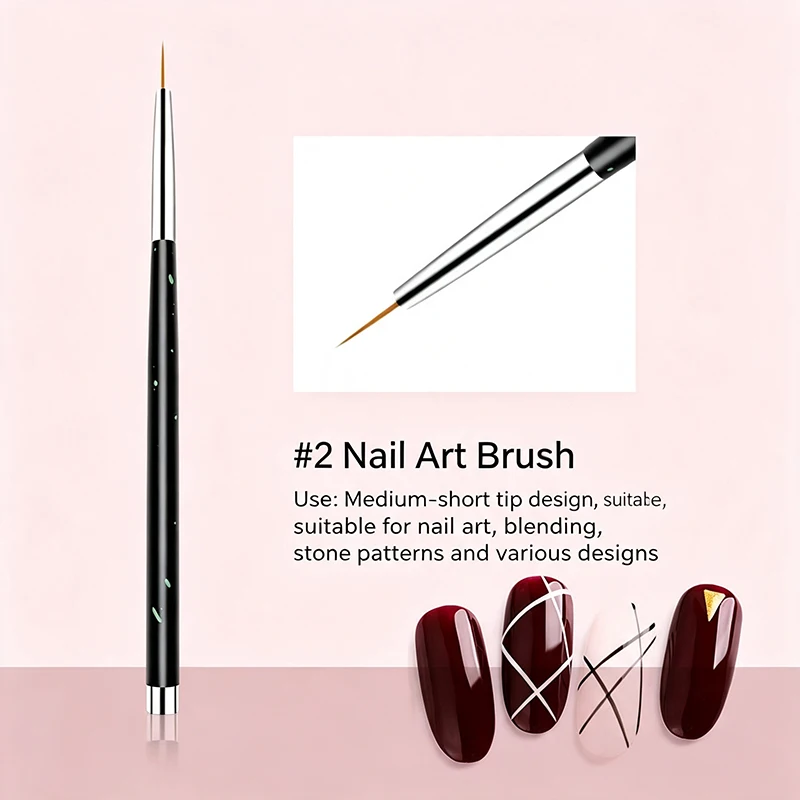 3Pcs Starry Black Aluminum Nail Liner Pen Ultra Slim Fine Tip UV Gel Detail Line Drawing DIY Home Salon Manicure Tools