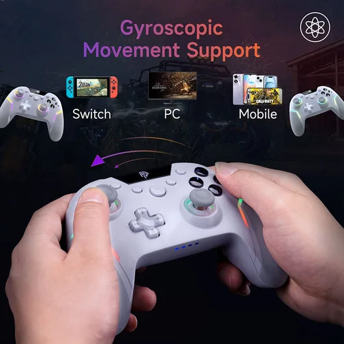 Imagen 2 del producto Controlador mejorado EasySMX X20 RGB Gamepad Compatible con PC/Switch/teléfono/TV/Steam, microdisparador de giroscopio Joystick