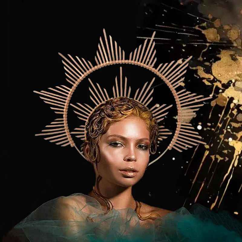 

1pcs/ Adjustable Sun Goddess | Zip Tie Gothic Halo for Women/Men | Spiked Mary Celestial Headband