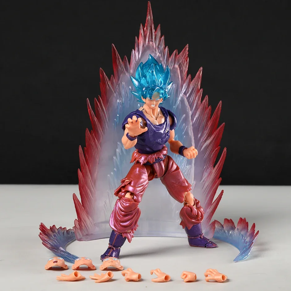 DragonBall Demoniacal Fit Possessed Horse Shining Soul (Blue Goku Kaio Ken) Action Figure Joint Movable Anime PVC Model Toy Gift