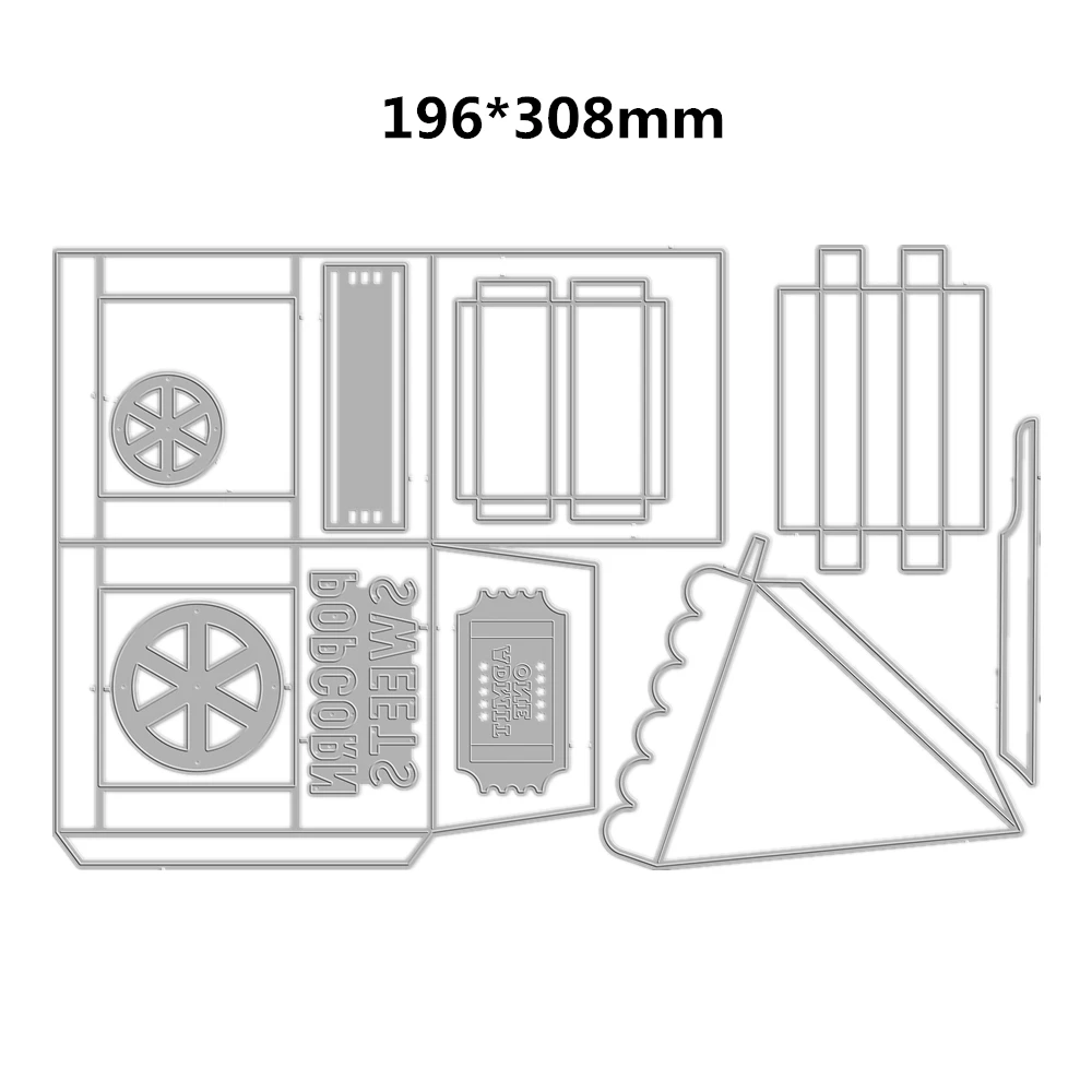 2024 New 3D The Popcorn Cart Cutting Dies Scrapbooking Decoration Accessories Paper Making Frame Card Craft