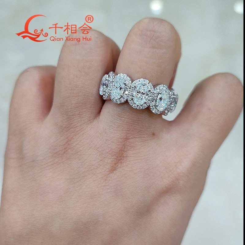 5*7mm oval shape around D white  full band Moissanite 925 silver  Men's women's Ring Luxury Style gift wedding gift datting