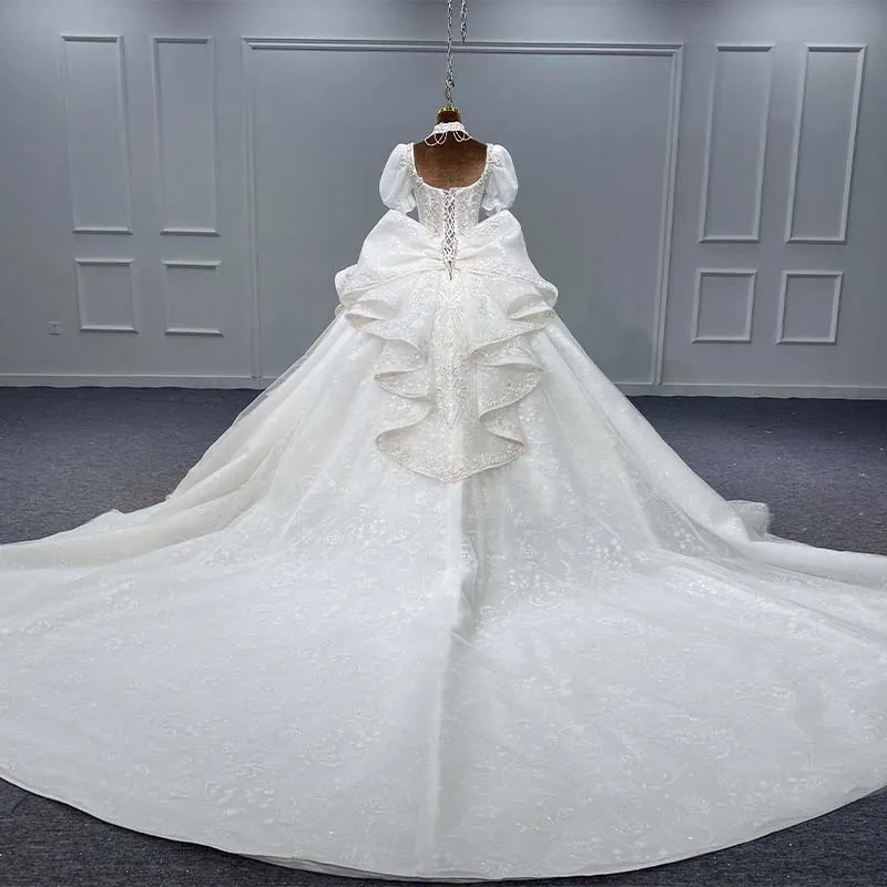 Jancember-exquisito vestido de novia internacional para mujer, traje de boda con cuello redondo, plisado de cristal, MN174, 2024