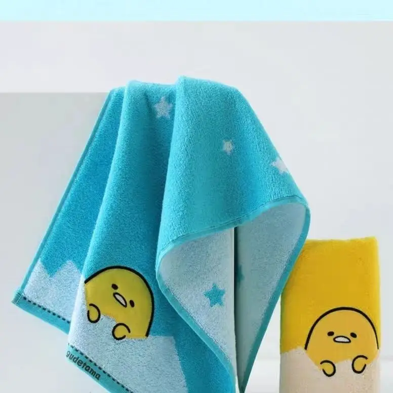 Miniso Gudetama-Toalla de algodón con forma de huevo, Toalla de baño para perro, súper suave, para el hogar, baño, lavado de manos y cara, toalla cuadrada para niños