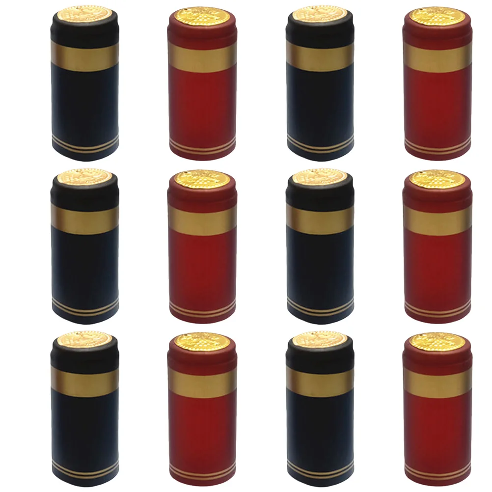 

200pcs Heat Shrinkable PVC Caps for Bottles Mouth Size Plastic Top Cover Sealer Fits Red Bottle