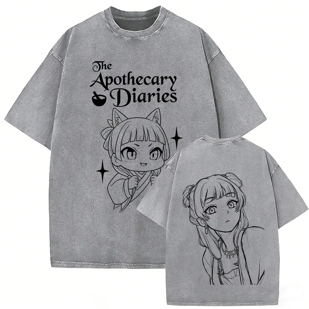 Gewaschenes Vintage Anime The Apothecary Diaries T-Shirt Kawaii Niedliche Maomao Grafik T-Shirts für Männer und Frauen Mode Cartoon Manga T-Shirts – Detail 7