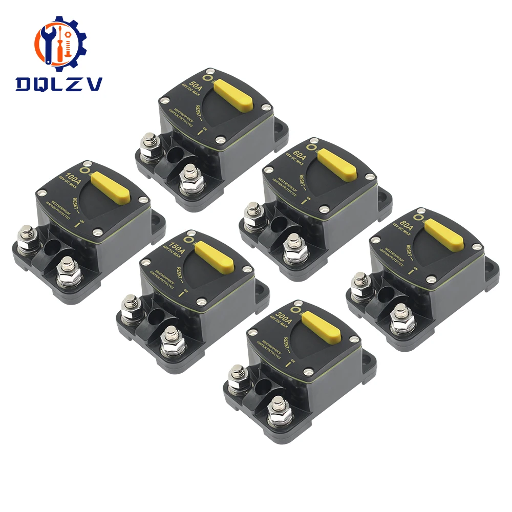 NEW 50A 60A 80A 100A 150A 200A 250A 300A AMP Circuit Breaker Fuse Reset 12-48V DC Car Audio Amplifier Breaker Waterproof