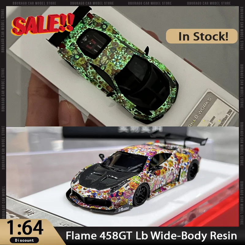 

Новинка в наличии Flame 1:64 Leaping Horse 458GT Lb, широкий корпус, смоляный автомобиль, миниатюрный литой под давлением 458GT, украшения, игрушки на заказ, подарок для детей