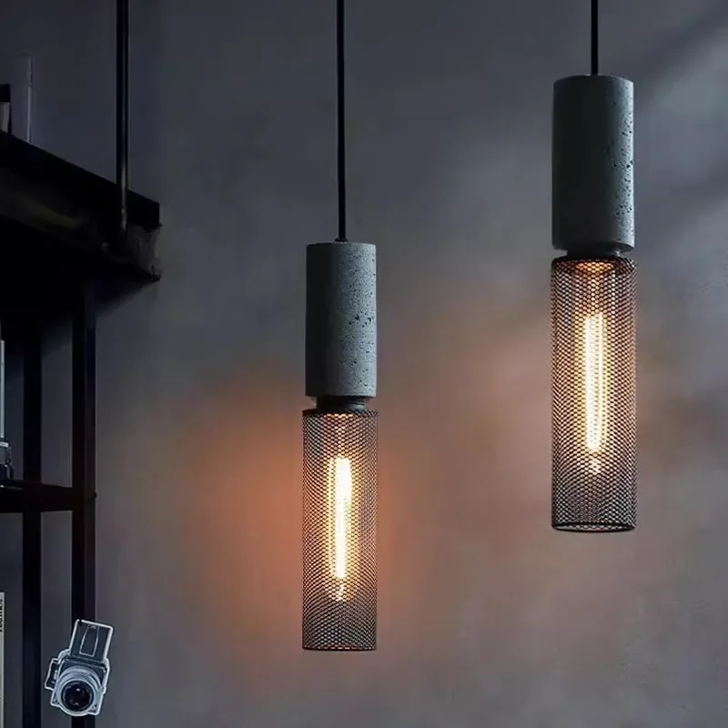 

Industrial LED Pendant Light Retro Multihead Cement Hanging Fixture Living Room Bedroom Illumination Bar Dining Room Decor Lamp