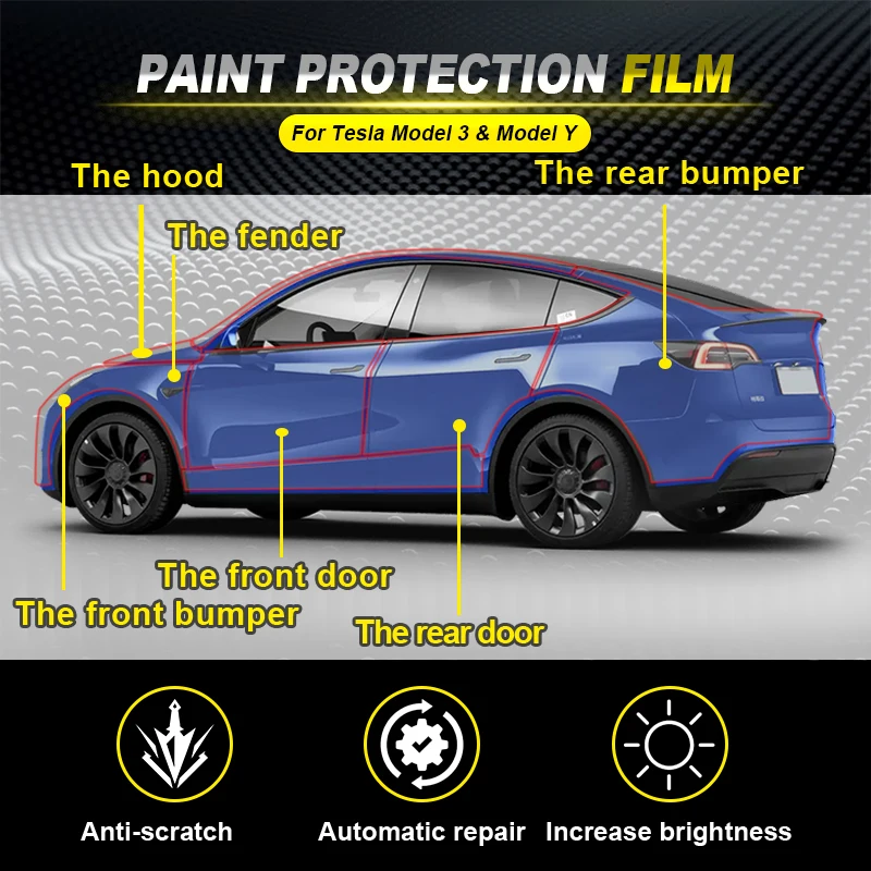 Paint Protection Car Door Triangle Protective Film for Tesla Model 3 Model Y PPF TPU Transparent Refit Sticker