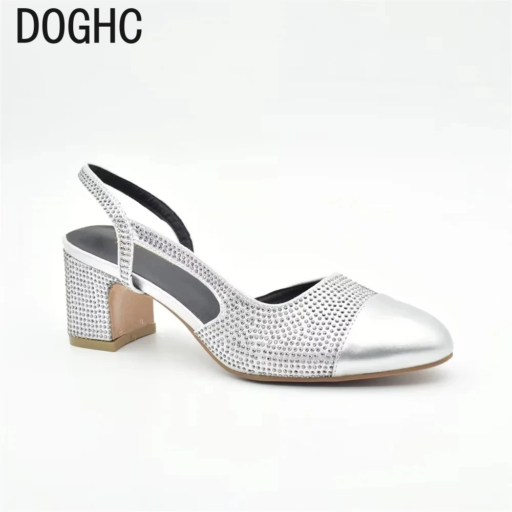 

Bling Sequins Crystal Sandals Women Unique Rhinestone Diamond Slingbacks Summer Shoes Luxury Open Toes Crystal Pumps