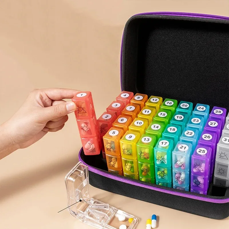 Monthly Pill Box Pill Storage Box Organiser 3 Times A Day Medicine Box w/ 32 Compartments to Hold Vitamin Pill - view 4