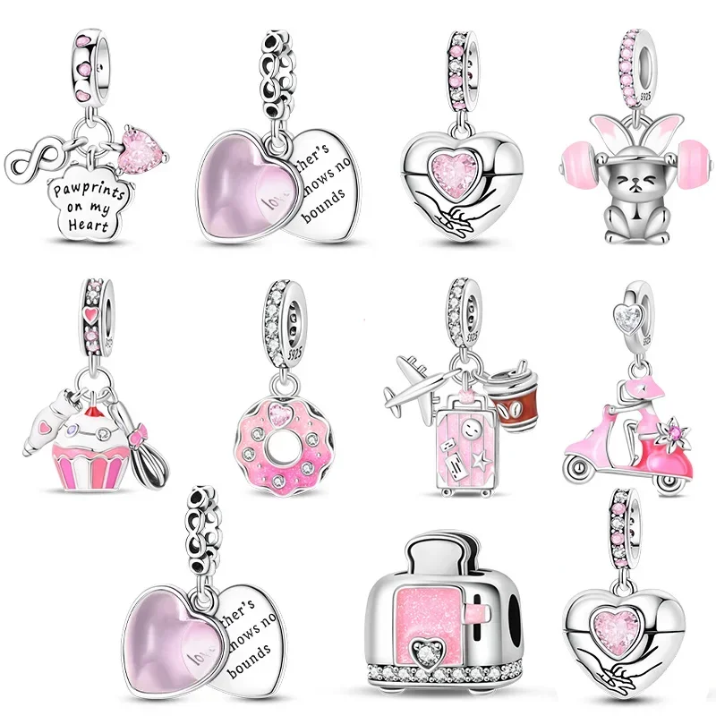 925 Sterling Silver Paw Print Charms Beads Fit Original Bracelets Bag Keychain Earring Pendant Diy Women Jewelry Gift