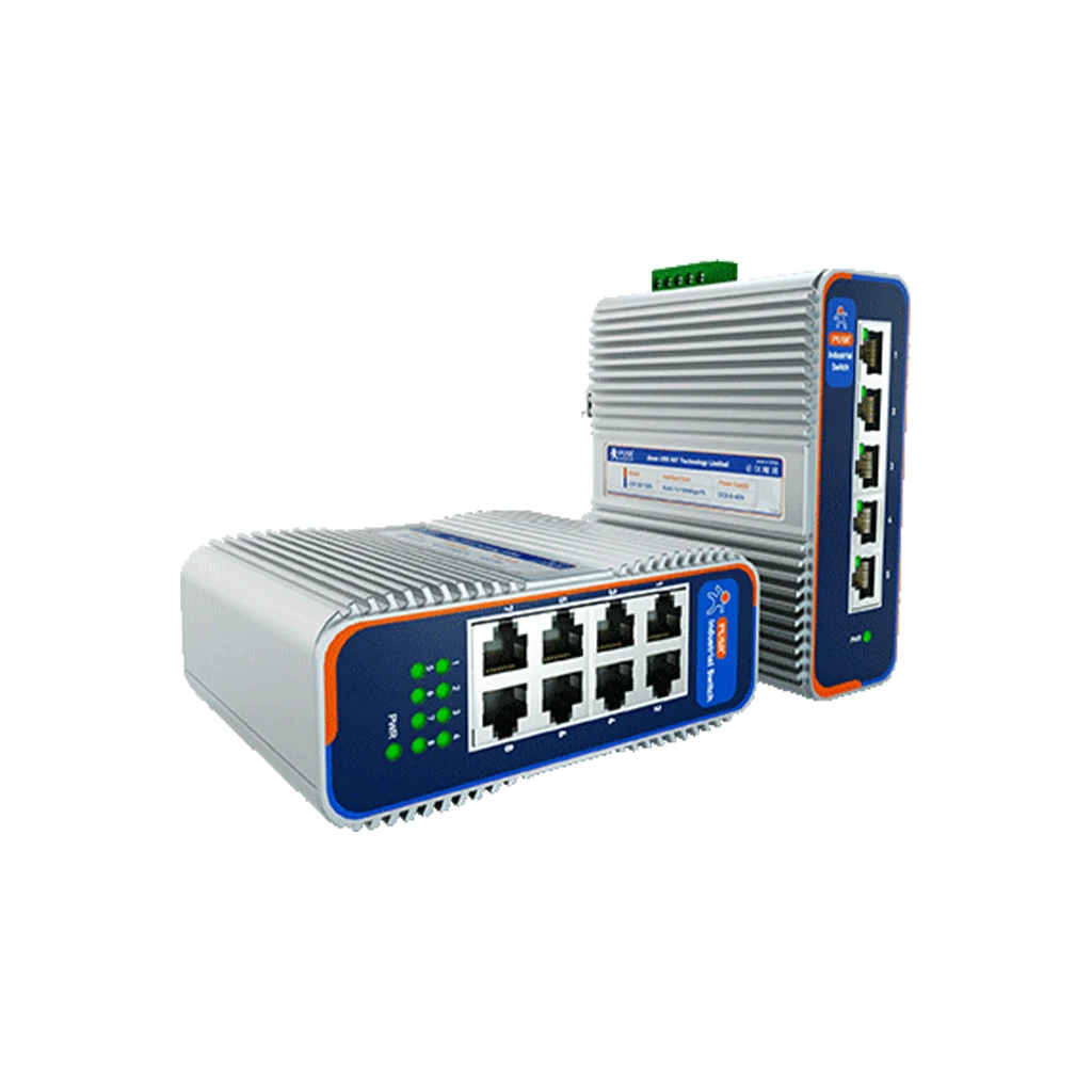 5/8 Ports Din Rail Industrial Unmanaged Ethernet Switch 10/100Mbps Lighting Protection 6KV Dustproof Design USR-ISF DC 9.6-60V