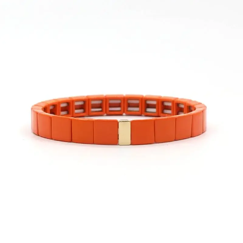 2022 Fashion enamel Charm Lady Rainbow bracelet with stacked colorful beaded bracelet gradient geometric square 8*8mm