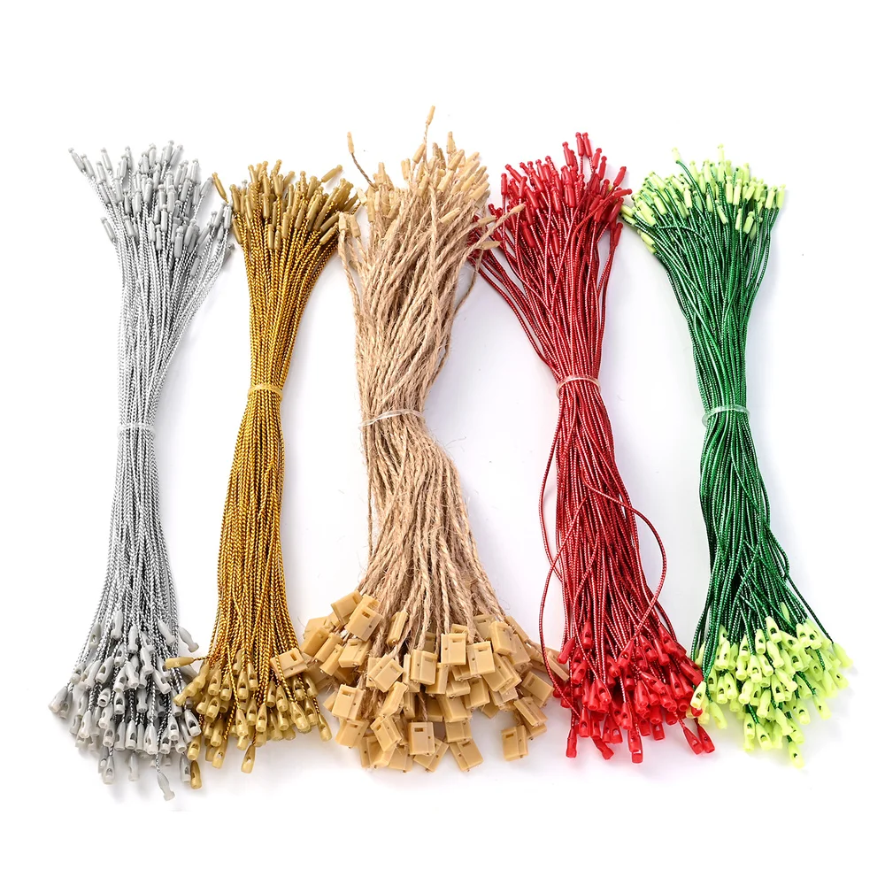 500pcs 20cm Bullet Head Hang Tag Strings Cord,Christmas Hanging Rope for Gift Tag, Xmas Tree Decor, DIY Craft Tag Fastener