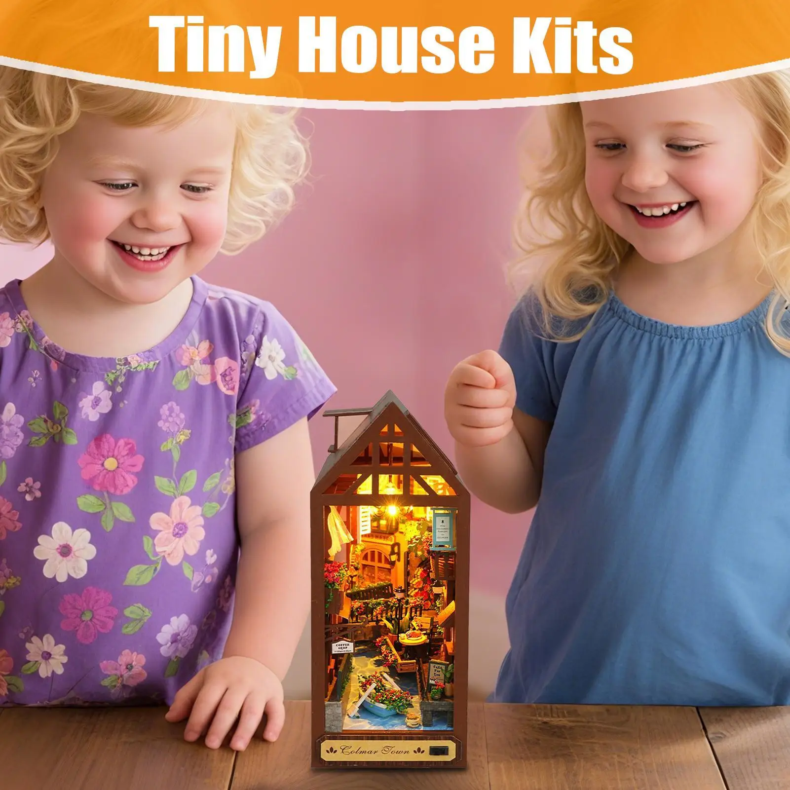 

Booknooks Kit For Adults Wood 3D Creative Puzzle Statue Book Nook LED House Model For Kids Adults Bedroom Classroom Library