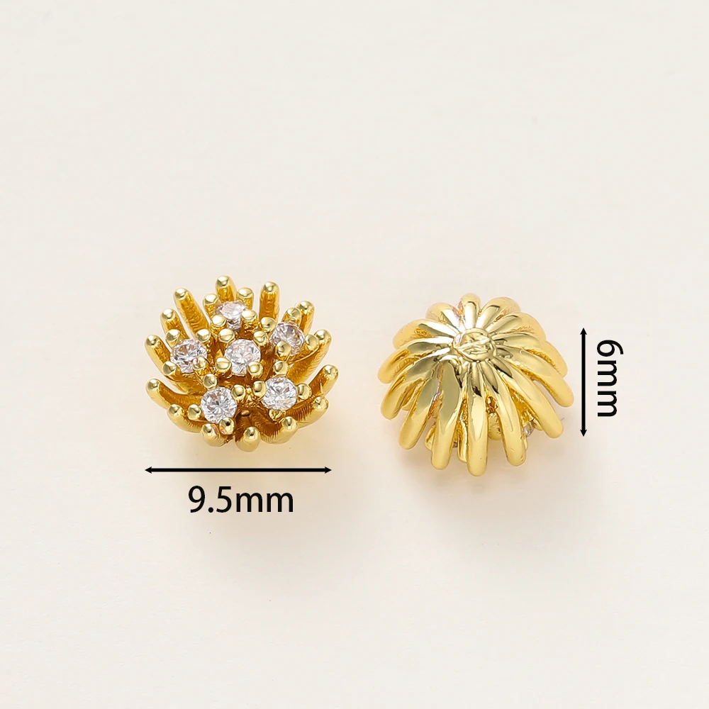 1Pcs/Pack 6*9.5mm 14/18K Gold Color Plated Flower Caps Beads Caps for Handmade DIY Earrings Jewelry Making Accessories