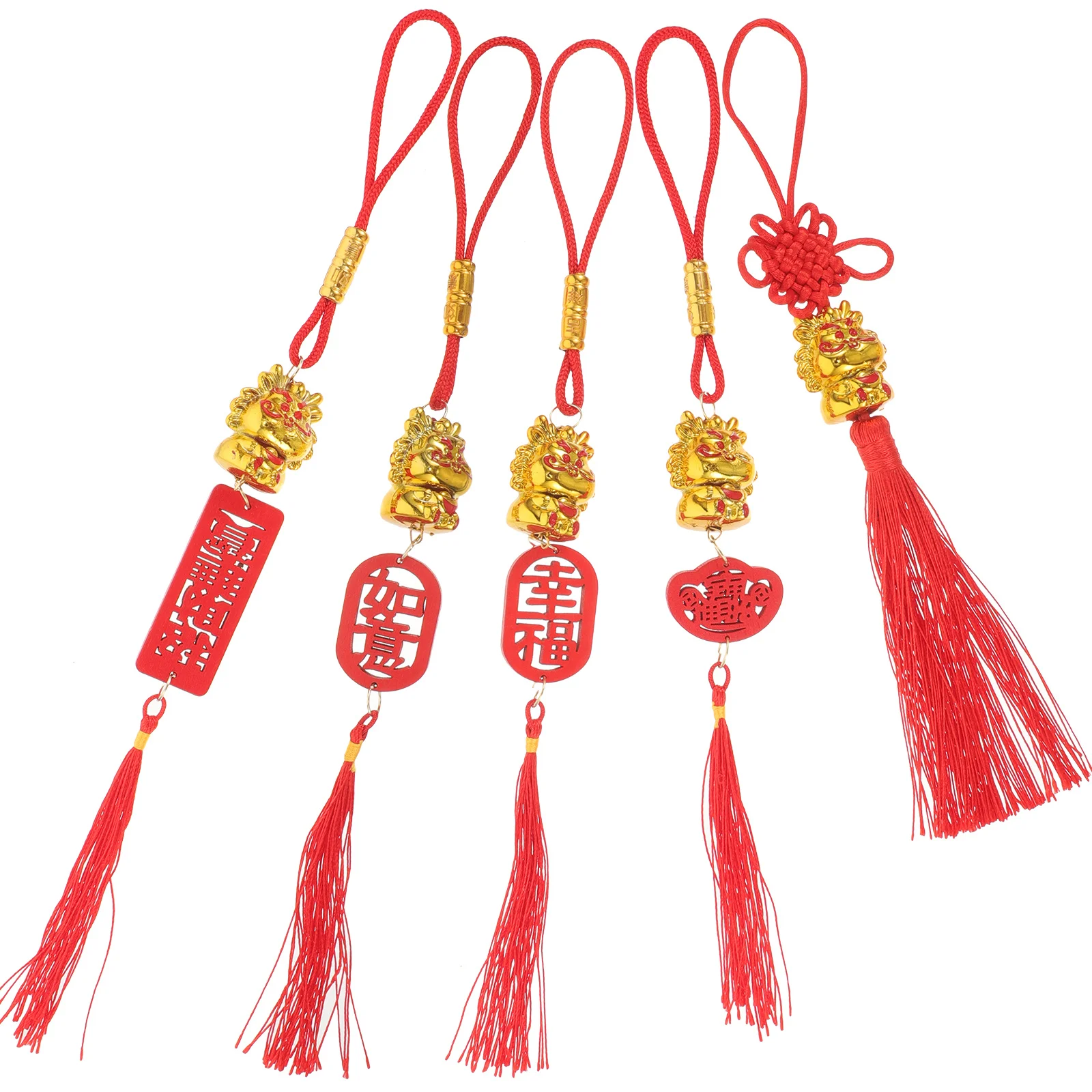 

5pcs 2024 Year Of Dragon Bonsai Hanging Ornament New Year Decorations Chinese Style Lucky Pendant For Home Wall Car Decoration